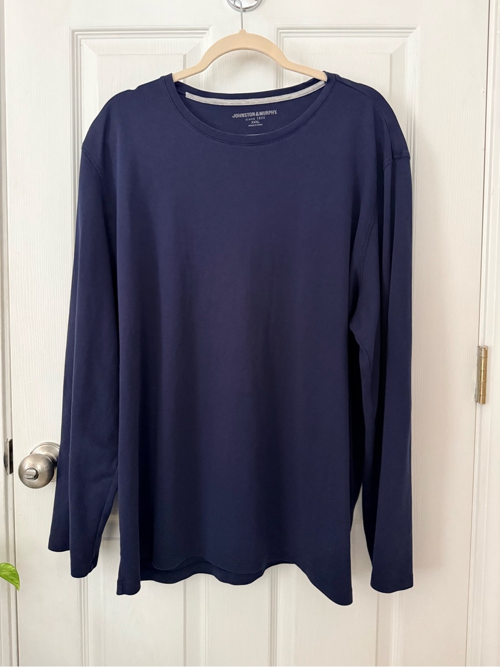 Johnston & Murphy Pima Cotton Navy Long Sleeve Crewneck Shirt XXXL